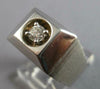 WIDE .20CT DIAMOND 14K WHITE GOLD SOLITAIRE ROUND SQUARE MATTE & SHINY MENS RING