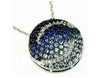 2.15CT DIAMOND & AAA BLUE SAPPHIRE 14KT WHITE GOLD 3D CIRCULAR PAVE FUN PENDANT