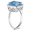 4.78CT DIAMOND & AAA BLUE TOPAZ 14KT WHITE GOLD 3D SQUARE HALO ENGAGEMENT RING