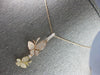 ESTATE LARGE .40CT DIAMOND 14K TRI COLOR GOLD 3D DOUBLE BUTTERFLY PENDANT #27679