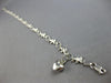 LONG 14K WHITE GOLD MATTE & SHINY MULTI ELEPHANT HEART FUN ANKLE BRACELET #27569