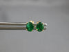 ESTATE .90CT AAA EMERALD 14KT YELLOW GOLD 3D OVAL SOLITAIRE STUD EARRINGS #27587