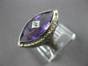 ANTIQUE LARGE 8.03CT OLD MINE DIAMOND & AMETHYST 14KT WHITE GOLD MARQUISE RING