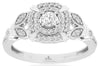.40CT DIAMOND 14KT WHITE GOLD ROUND DOUBLE HALO FLORAL FILIGREE ENGAGEMENT RING