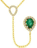 .88CT DIAMOND & EMERALD 14KT YELLOW GOLD PEAR SHAPE & ROUND LARIAT LOVE NECKLACE