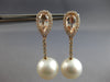 ESTATE LARGE 2.80CT DIAMOND & AAA MORGANITE & PINK PEARL 18K ROSE GOLD HANGING EARRINGS