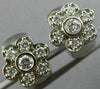 ESTATE .50CT ROUND DIAMOND 14KT WHITE GOLD CLASSIC FLOWER HUGGIE EARRINGS #21898