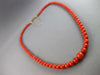 ANTIQUE LARGE & LONG AAA CORAL 14KT YELLOW GOLD GRADUATING LOVE NECKLACE #27556