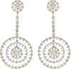 2.03CT DIAMOND 14K 2 TONE GOLD MULTI CIRCULAR FLOWER CHANDELIER HANGING EARRINGS