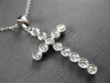 ESTATE .27CT DIAMOND 14KT WHITE GOLD 3D ROUND FILIGREE CROSS FLOATING PENDANT
