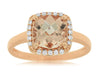 2.13CT DIAMOND & AAA MORGANITE 14KT ROSE GOLD 3D CUSHION HALO ENGAGEMENT RING