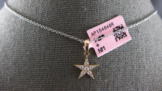 ESTATE .15CT DIAMOND 14K ROSE GOLD CLASSIC ROUND PAVE STAR LOVE FLOATING PENDANT