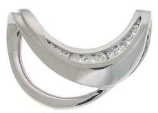 .40CT DIAMOND 14KT WHITE GOLD DOUBLE WAVE GRADUATING JOURNEY SLIDER FUN PENDANT