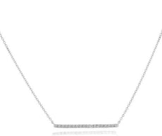 ESTATE .16CT DIAMOND 14KT WHITE GOLD 3D CLASSIC ROUND BAR FUN LOVE NECKLACE
