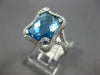 ESTATE LARGE 6.58CT DIAMOND & AAA BLUE TOPAZ 14KT WHITE GOLD 3D SQUARE FUN RING