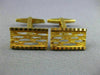 ESTATE 18KT YELLOW GOLD 3D CLASSIC RECTANGULAR DIAMOND CUT CUFF LINKS