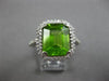 7.9CT DIAMOND & AAA PERIDOT 14KT WHITE GOLD EMERALD CUT & ROUND ENGAGEMENT RING