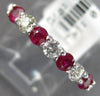 .63CT DIAMOND & AAA RUBY 14K WHITE GOLD 3D 7 STONE SHARED PRONG ANNIVERSARY RING