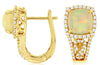 2.25CT DIAMOND & AAA OPAL 14KT YELLOW GOLD 3D CUSHION & ROUND LEVERBACK EARRINGS