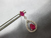 1.50CT DIAMOND & AAA RUBY 14KT WHITE GOLD 3D PEAR SHAPE & ROUND HANGING EARRINGS