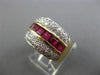 ESTATE WIDE 1.94CT DIAMOND & AAA RUBY 14K WHITE & YELLOW GOLD MULTI ROW FUN RING