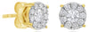 .52CT DIAMOND 14KT YELLOW GOLD ROUND CLASSIC SOLITAIRE HALO FLOWER STUD EARRINGS