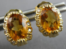 1.47CT DIAMOND & AAA CITRINE 14KT YELLOW GOLD OVAL & ROUND FLOWER STUD EARRINGS