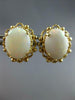 ESTATE LARGE AAA OPAL 14KT YELLOW GOLD OVAL FILIGREE FLOWER STUD EARRINGS #27496