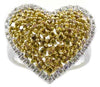 1.39CT WHITE & FANCY YELLOW DIAMOND 18KT 2 TONE GOLD CLUSTER HEART SHAPE RING