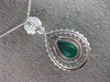 LARGE 5.32CT DIAMOND & AAA EMERALD 14KT WHITE GOLD 3D PEAR SHAPE PENDANT #27493