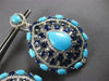 EXTRA LARGE 43.24CT DIAMOND & AAA SAPPHIRE & TURQUOISE 14KT WHITE GOLD EARRINGS