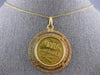 ANTIQUE LARGE 18KT & 22KT YELLOW GOLD 3D VENEZUELA COIN FLOATING PENDANT #27376