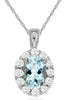 .98CT DIAMOND & AAA AQUAMARINE 14KT WHITE GOLD 3D OVAL & ROUND FLOATING PENDANT