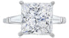 LARGE 5.3CT DIAMOND PLATINUM PRINCESS & BAGUETTE 3 STONE CLASSIC ENGAGEMENT RING