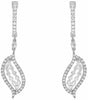 ESTATE 1.0CT DIAMOND 18KT WHITE GOLD 3D CLASSIC LEAF FUN HUGGIE HANGING EARRINGS