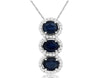 1.50CT DIAMOND & AAA SAPPHIRE 14KT WHITE GOLD OVAL 3 STONE HALO FLOATING PENDANT
