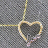 ESTATE .02CT DIAMOND 14KT 2 TONE GOLD 3D OPEN HEART FUN LOVE FLOATING PENDANT