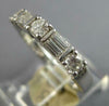 ESTATE .76CT DIAMOND 14K WHITE GOLD 3D ROUND & BAGUETTE WEDDING ANNIVERSARY RING