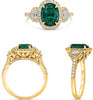 1.53CT DIAMOND & AAA EMERALD 18KT YELLOW GOLD OVAL & ROUND HALO ENGAGEMENT RING