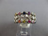 LARGE 2.98CT DIAMOND & AAA MULTI COLOR SAPPHIRE 14KT WHITE GOLD 3 ROW BEZEL RING