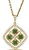 .51CT DIAMOND & AAA EMERALD 14KT YELLOW GOLD SQUARE GEOMETRICAL FLOATING PENDANT