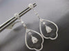 ESTATE LARGE 1.49CT DIAMOND 14KT WHITE GOLD CLUSTER CHANDELIER HANGING EARRINGS