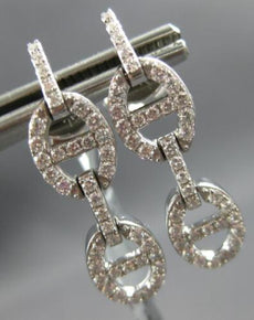 .68CT DIAMOND 18KT WHITE GOLD 3D CLASSIC DOUBLE LOVE KNOT FUN HANGING EARRINGS