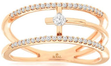 ESTATE .20CT DIAMOND 14KT ROSE GOLD 3D CLASSIC SOLITAIRE CROSS FUN RING