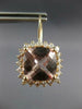 LARGE 9.84CT DIAMOND & AAA MORGANITE 14KT ROSE GOLD CUSHION CUT HANGING EARRINGS
