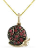 ESTATE .28CT AAA RUBY 14KT YELLOW GOLD 3D CLASSIC HAPPY SNAIL FLOATING PENDANT