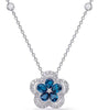 1.19CT DIAMOND & AAA SAPPHIRE 14KT WHITE GOLD FLOWER HALO BY THE YARD NECKLACE