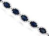 13.40CT DIAMOND & AAA SAPPHIRE 14KT WHITE GOLD OVAL & ROUND HALO TENNIS BRACELET