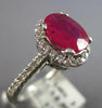 2.22CT DIAMOND & AAA RUBY 14KT WHITE GOLD OVAL & ROUND FILIGREE ENGAGEMENT RING