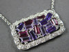 1.36CT DIAMOND & AAA PINK TOURMALINE & AMETHYST 14KT WHITE GOLD CLUSTER NECKLACE